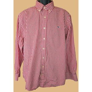 Vineyard Vines Mens Slim Fit Whale Red Check Shirt Large